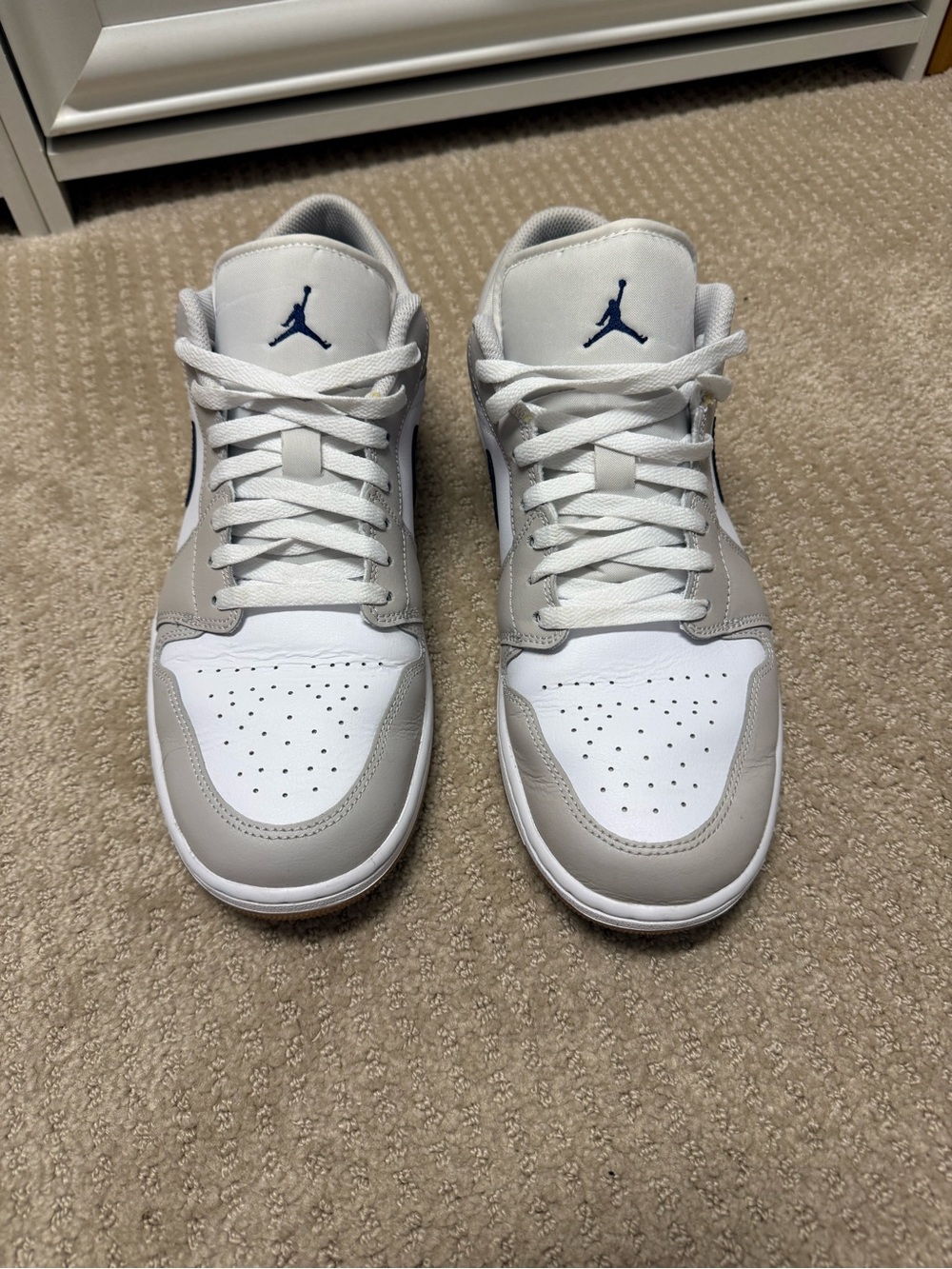 Nike Air Jordan Dunk low Sneakers — White & Light Gray with Navy